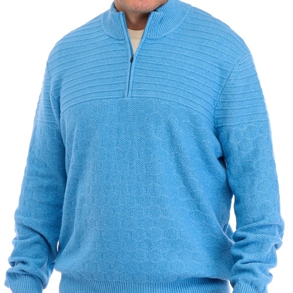 Southern Proper Big & Tall Long Sleeve Textured 1/4 Zip Sweater - Picture 1 of 3